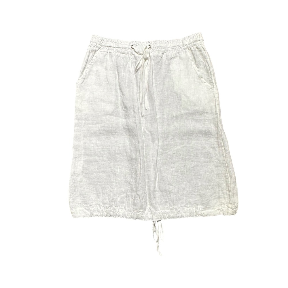 Pistache Linen Skirt Women S/M White Drawstring Made in Italy Coastal Beach Boho